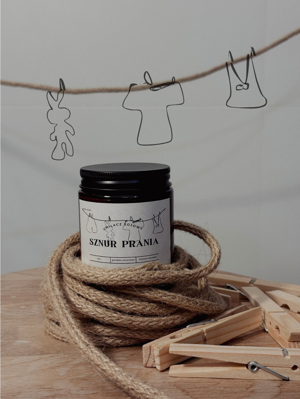 Dobra świeczka sojowa "Sznur prania"